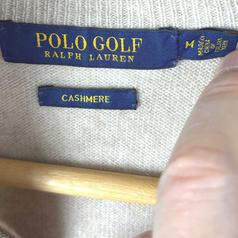 Polo Golf Ralph Lauren Mens 100% Cashmere Quarter Zip Sweater Sz M Colorblock - Picture 5 of 10